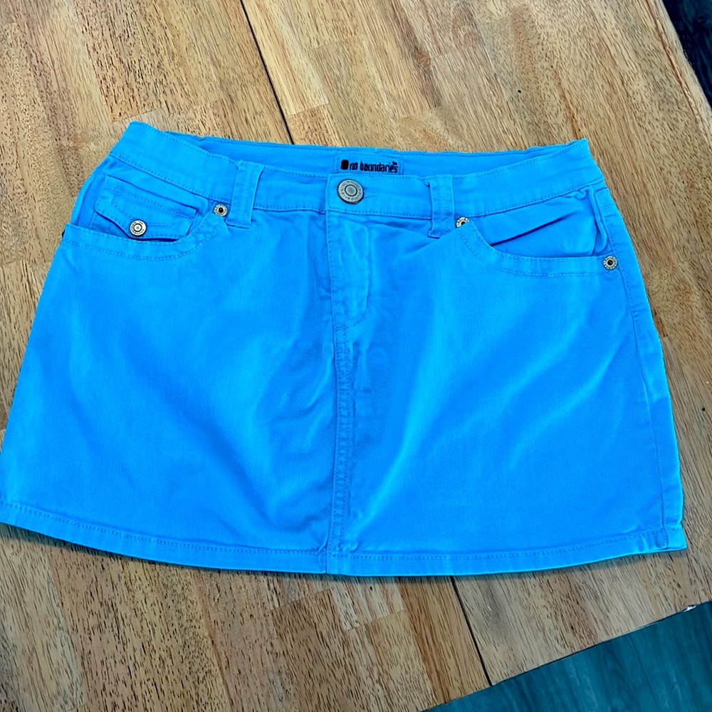 Turquoise Blue Denim Mini Skirt